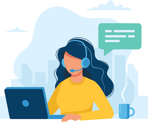 MAS Commitment to Enrollees Woman with Headset, Laptop and Speech Bubble